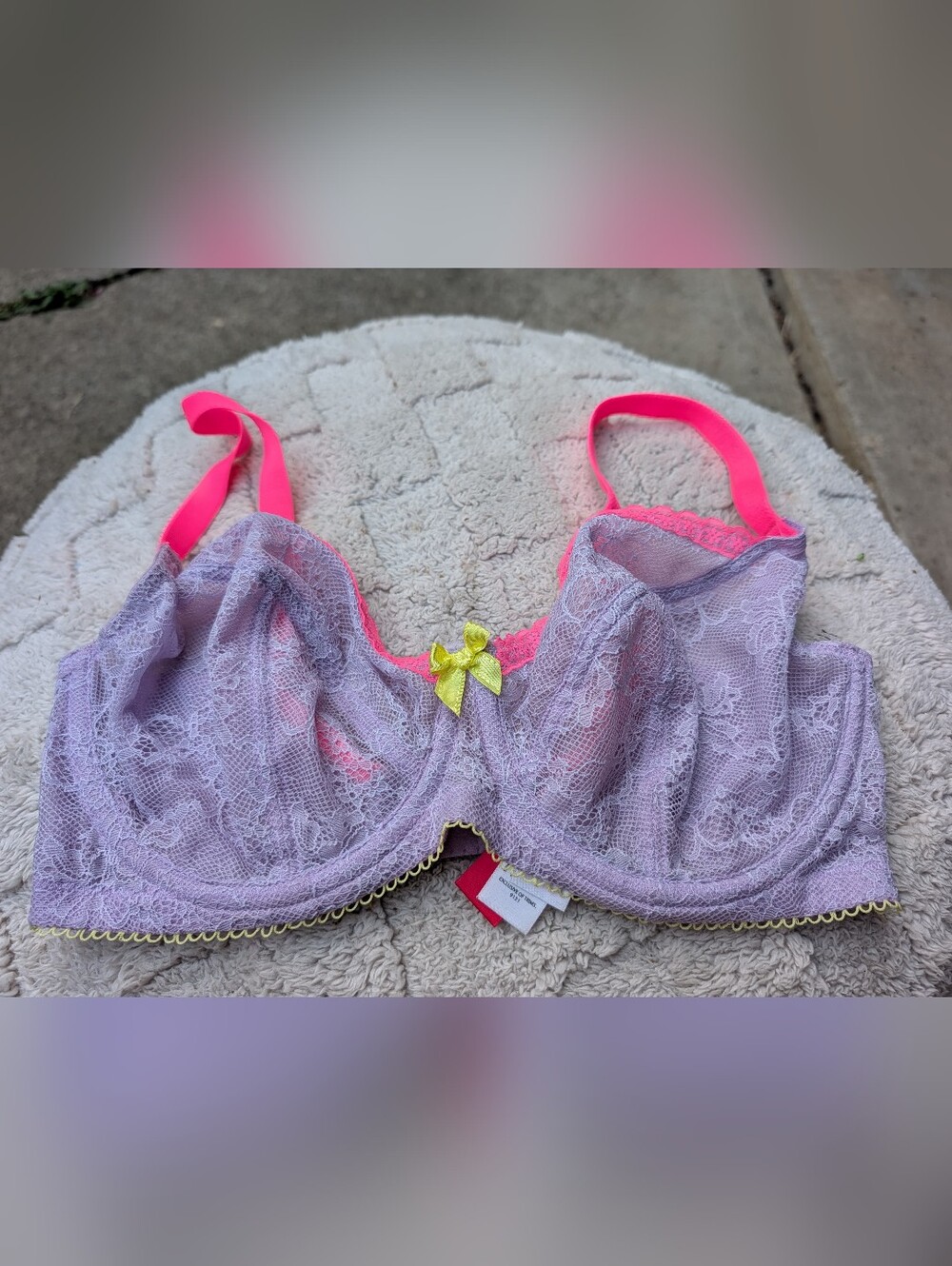 Cleo By Panache Lace Underwire Balconette Bra in Lavender and Hot Pink Size 30F
